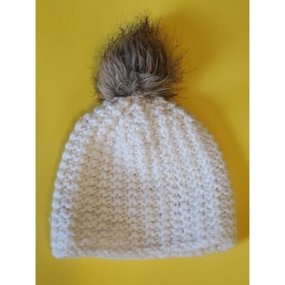 Womens Wool Blend Hat White W/ Pompom Casual Bohemian Style  Anne Klein - Picture 2 of 9